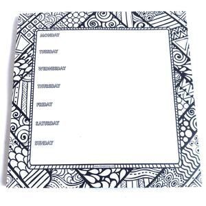 Weekly Calendar Square Paper Pad Black White Print